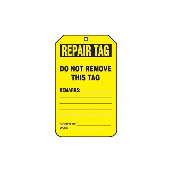 Accuform Safety Tags, REPAIR TAG DO NOT REMOVE, 5.75in x 3.25in, PF-Cardstock, 25PK TRS246CTP - main